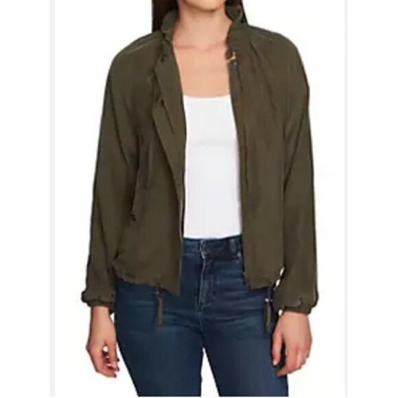 1. State Olive Green Silky Soft Bomber Jacket Size Large - Picture 2 of 15